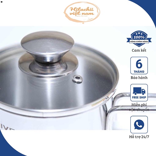 Quánh chống dính nấu cháo bột 3 đáy từ inox 430 Fivestar Standard nắp kính (12cm/14cm)