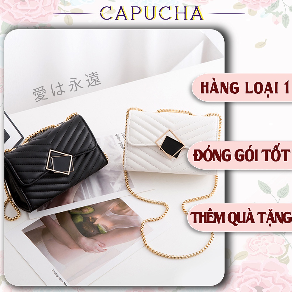 Túi xách nữ khóa gương dây xích vàng kiểu Nhật cực đẹp Capucha T285
