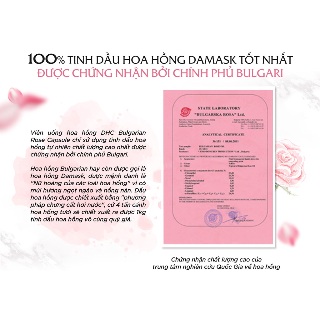 Viên Uống DHC Hoa Hồng Làm Thơm Cơ Thể 30 Ngày 60 Viên Bulgarian Rose Capsule Nhật Bản