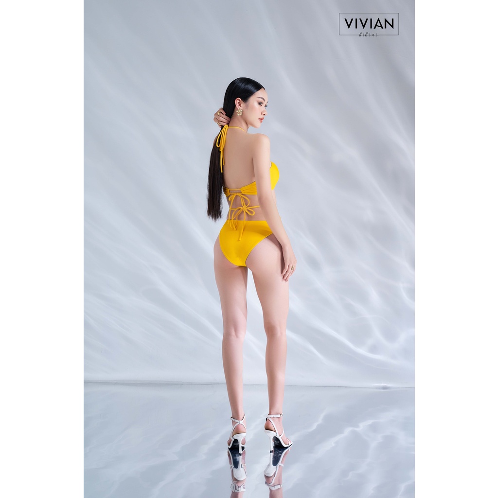 Đồ bơi nữ cao cấp 𝐕𝐈𝐕𝐈𝐀𝐍 dạng hai mảnh áo ống phối dây tạo hình - Vàng - VS186_YL