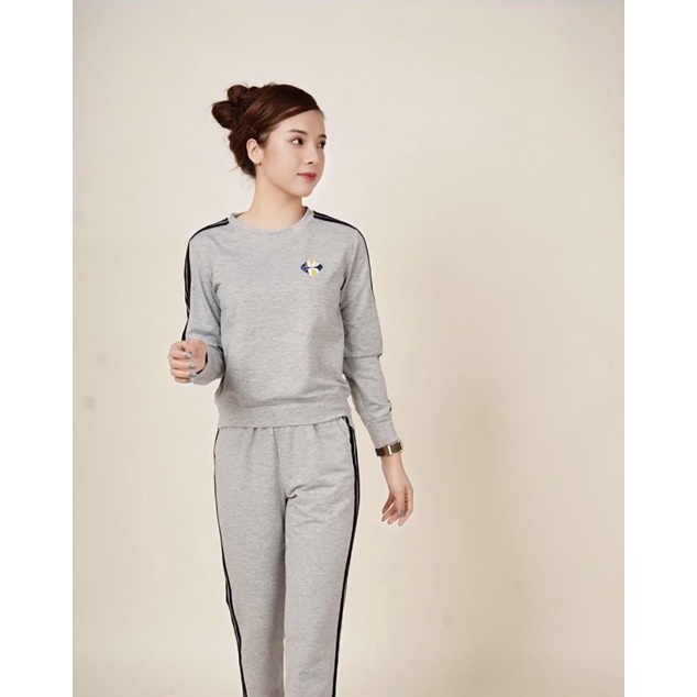 Bộ đồ nỉ nữ CHAMEL- bộ da cá chất nỉ cotton thêu logo tay dài phong cách thể thao