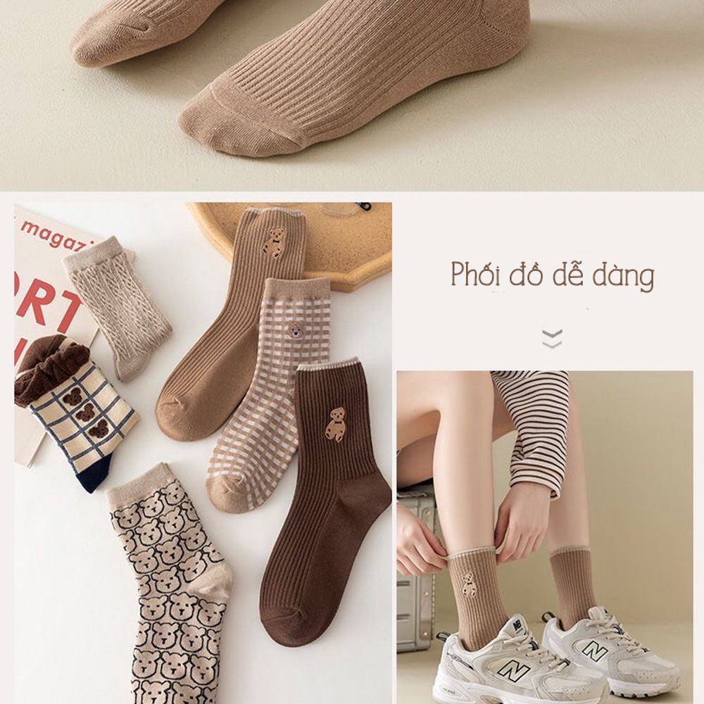 Tất vớ nữ cổ cao phong cách hàn quốc, chất liệu cotton co giãn bốn chiều - Sope Shop