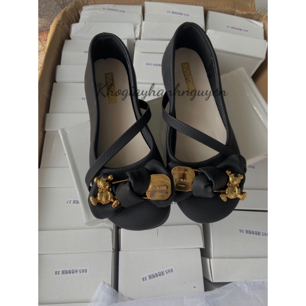 Giày bệt búp bê nơ gấu da mềm đế dẻo hàng QC