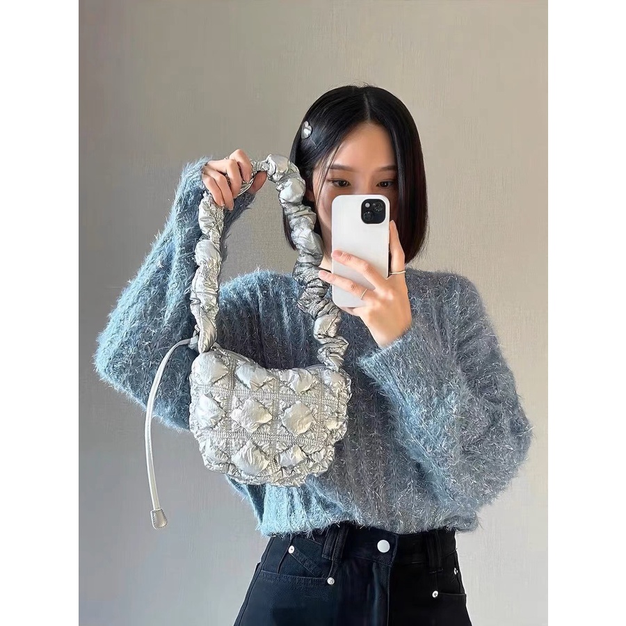 Carlyn Bag - Túi đám mây mini màu bạc