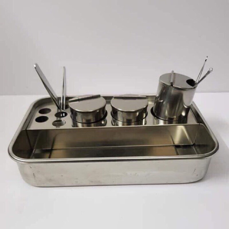 Khay đựng dụng cụ y tế 3 cốc inox