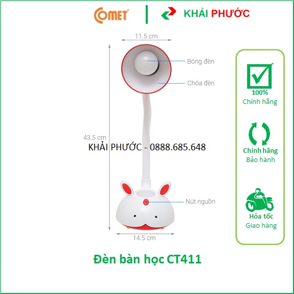 Đèn Bàn Học Sinh Comet CT411 CT412 CT413 (đã bao gồm bóng 5W) có ngăn đựng dụng cụ - Khải Phước Elec