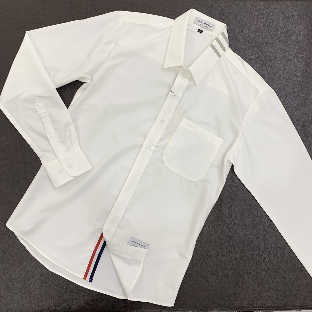 Áo Sơ Mi Dài Tay Nam ThomBr 4 Vạch Cổ - Chất Liệu 100% Cotton Thấm Hút Mồ Hôi - Áo Sơ Mi Dài Tay Đơn Giản - Sang Trọng