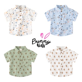 Áo sơmi cổ trụ bé trai WAPYPY áo cộc tay cổ tầu hoạ tiết hoạt hình chất cotton cho bé CS2351 - CS2352