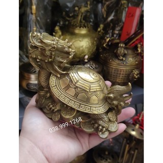 Long quy đầu rồng bát quái cõng gậy ý cõng con bằng đồng rùa đầu rồng cõng vàng,như ý Linh vật trấn trạch phong thủy
