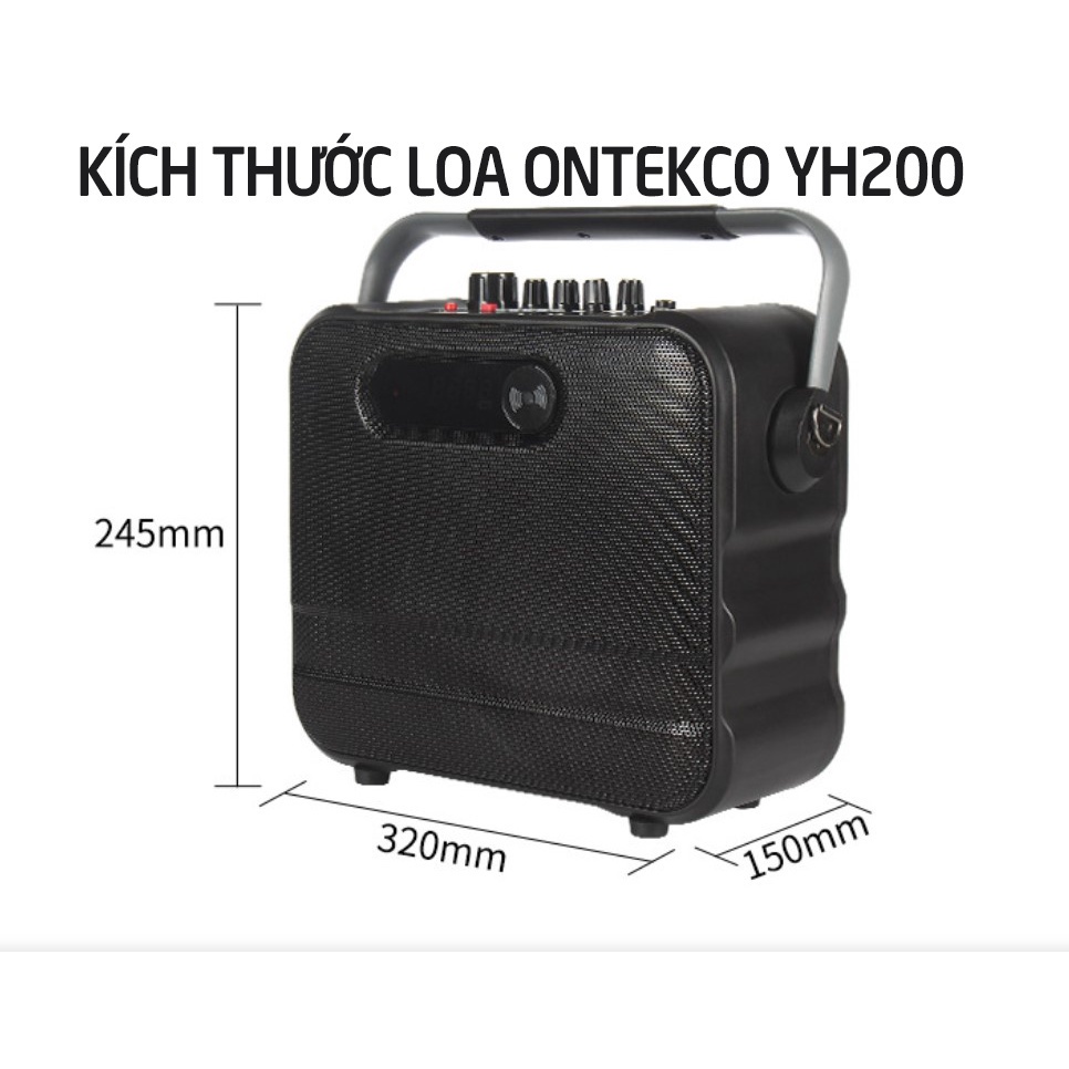 Bộ loa xách tay ONTEKCO YH200 có dây đeo đi du lịch kèm micro không dây công suất 30W
