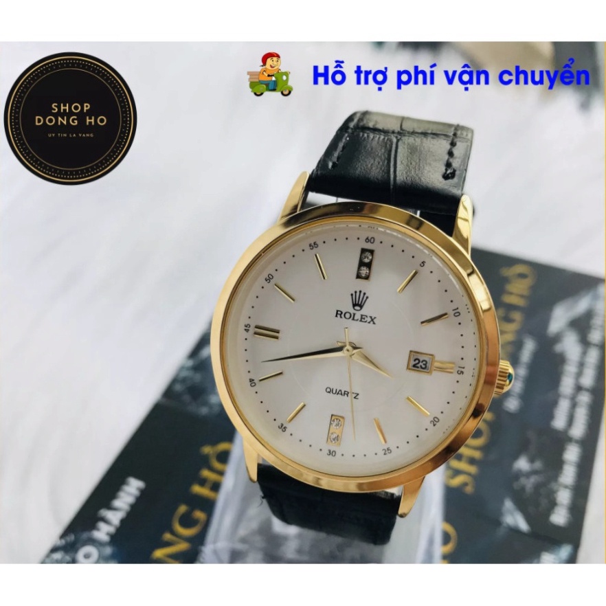 Đồng Hồ Nam , nữ dây da Rolex 075A DÂY DA Mặt TRẮNG Chống Xước, Chống Nước-Giá 1 chiếc