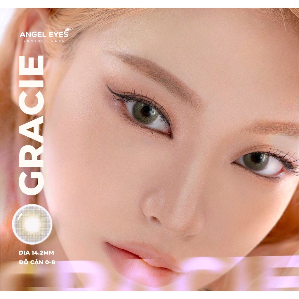 Kính Áp Tròng/ Lens mắt đeo 1 ngày có màu Nâu Brownie & Xám Gracie 24h không cần dùng nước ngâm