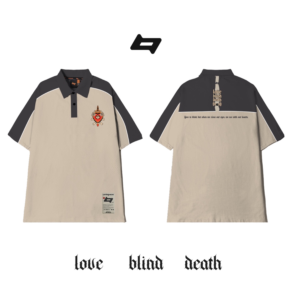 Áo polo local brand By Unispace tay lỡ form rộng unisex nam nữ cotton Love Blind - BY-P230302