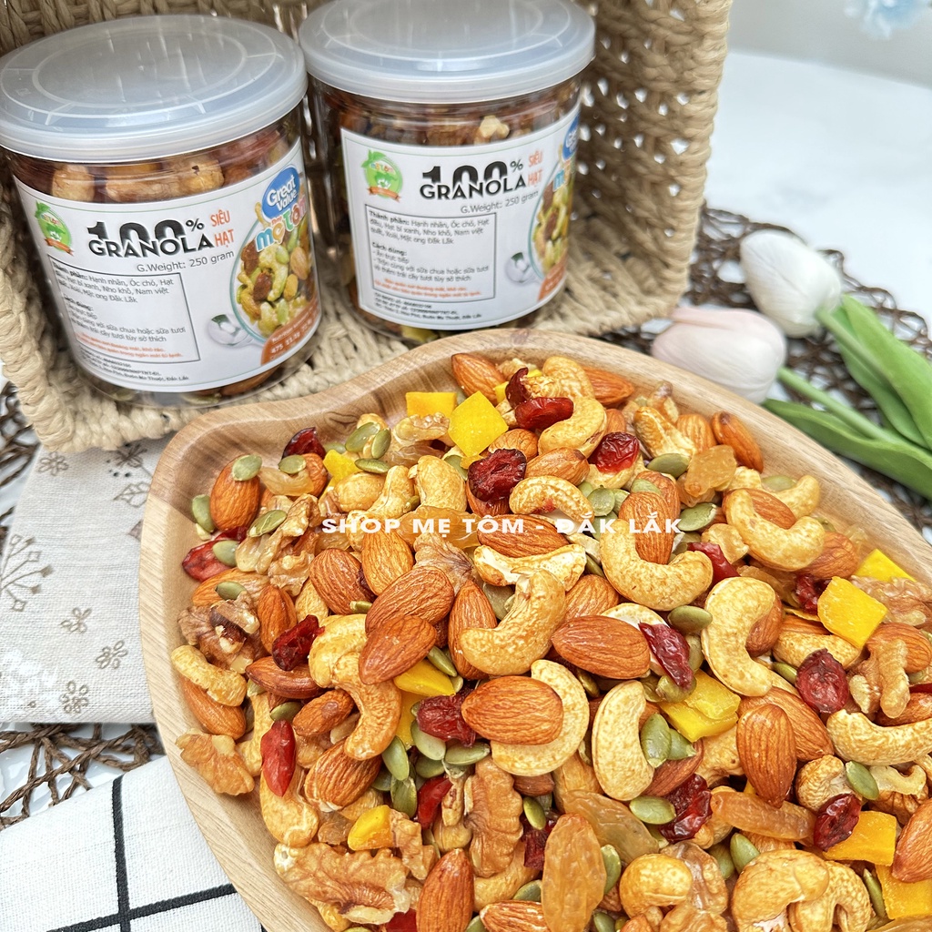 GRANOLA SIÊU HẠT SHOP MẸ TÔM KHÔNG ĐƯỜNG (Bổ sung dinh dưỡng, Ngũ cốc hỗ trợ ăn kiêng giảm cân)