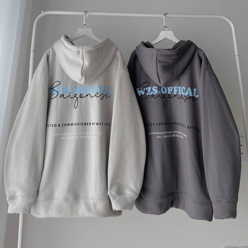Áo Khoác Hoodie Dây Khóa Kéo In Chữ WZS-OFFICAL - Áo Khoác Thu Đông Nỉ Bông, Áo Chống Nắng From Rộng. TP01