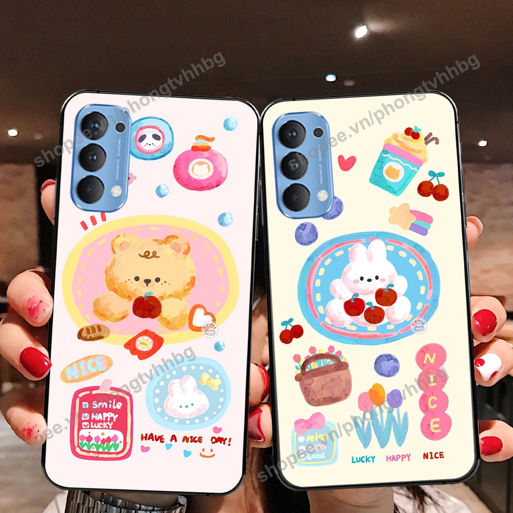 Ốp lưng Oppo Reno4 / Reno4 Pro / Reno 4 GẤU DÂU chi bi hoạt hình cute siêu rẻ