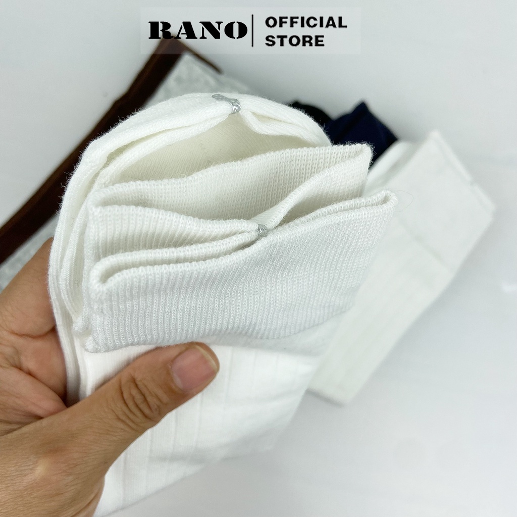 Set 5 đôi tất vớ nam nữ gân trơn cao cổ dễ thương hàn quốc RANO cotton cao cấp nhiều màu trắng xám nâu xanh đen GAN_TRON