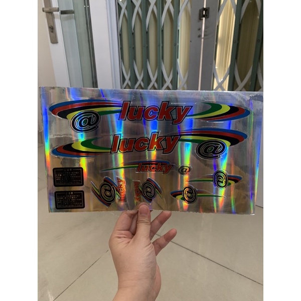 Bộ tem xe đạp LUCKY màu đỏ hàng nhập Thái Lan chất lượng cao dành trang trí cho tất cả các loại xe đạp