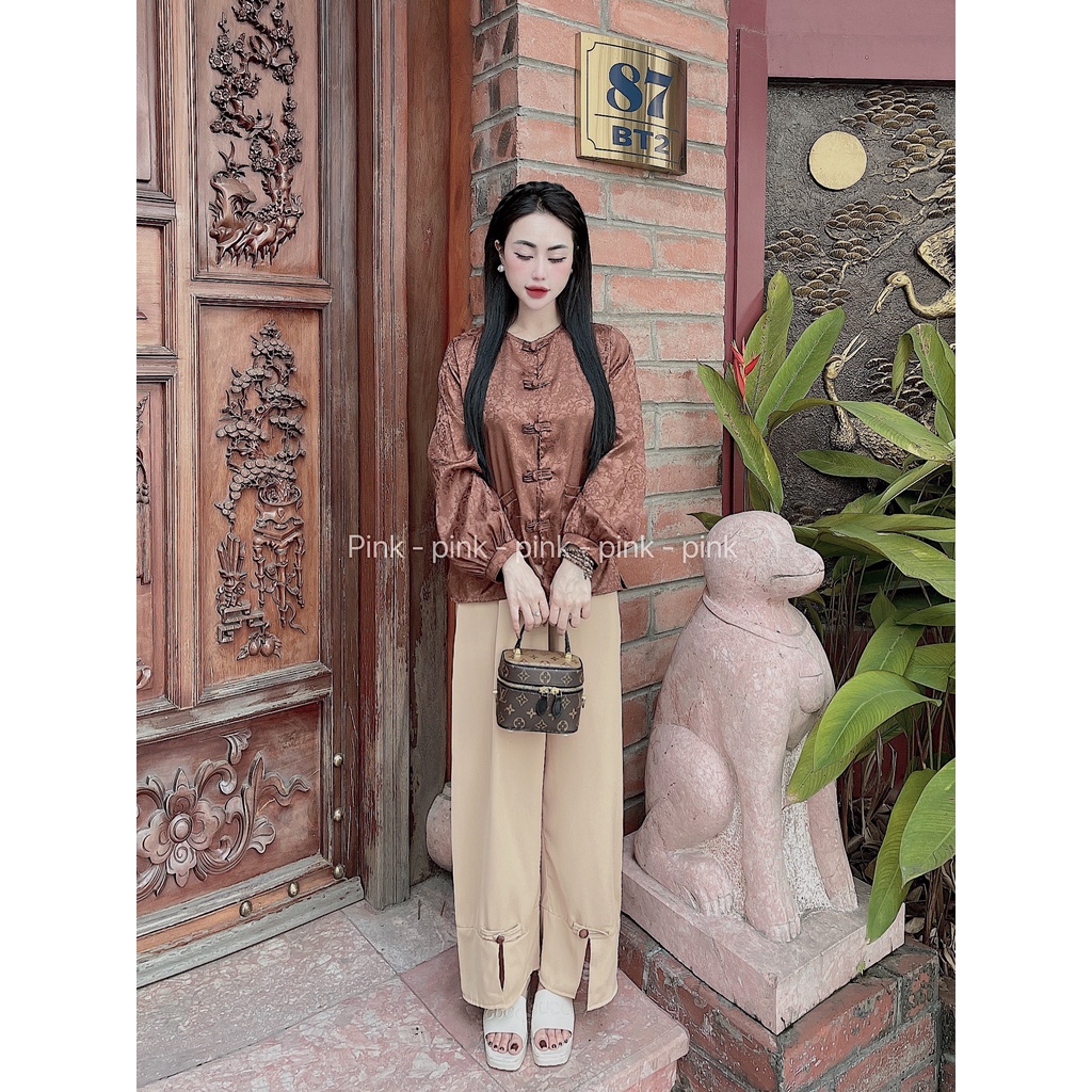 Đồ lam đi chùa nữ - bộ đi lễ nhà thờ lụa cao cấp chất mềm mịn mặc cực thoải mái duyên dáng