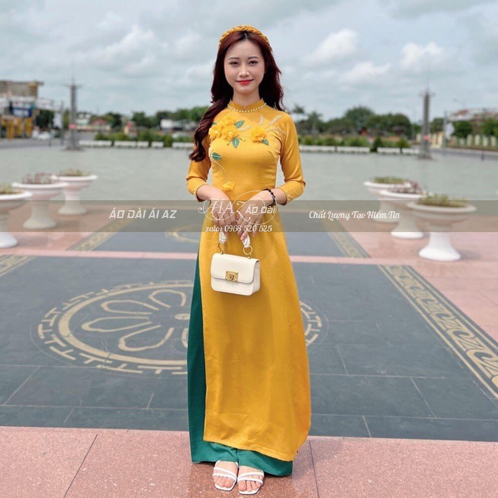 Áo Dài Truyền Thống Nữ Đính Hoa Thủ Công NT06