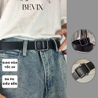 Dây nịt thắt lưng da nam nữ dave bevix mặt chữ nhật không đục lỗ bản 2.8cm phong cách hàn quốc - thắt lưng dave