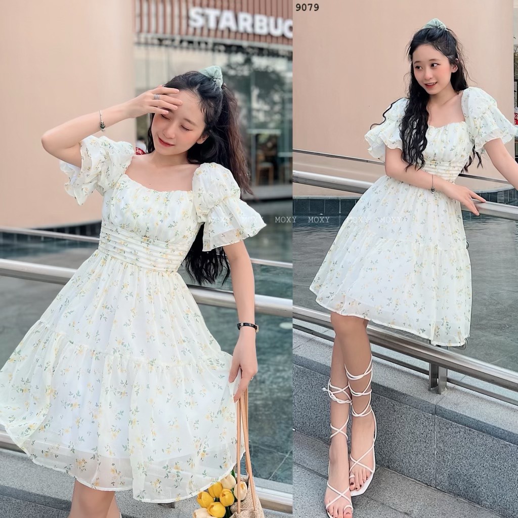 SP009079-Đầm hoa trễ vai
