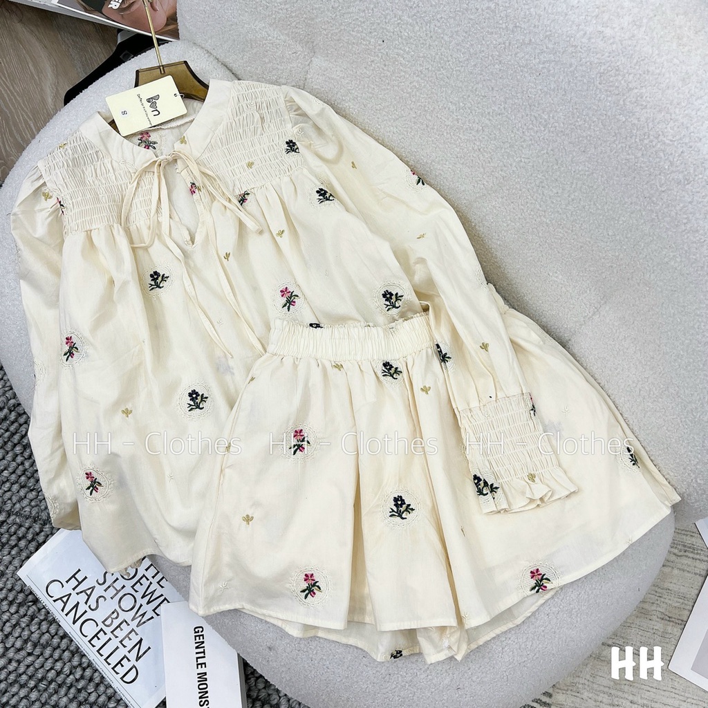 Sét thô hoa cổ tàu tay phồng,bộ quần đùi cộc tay siêu xinh-Minxy shop