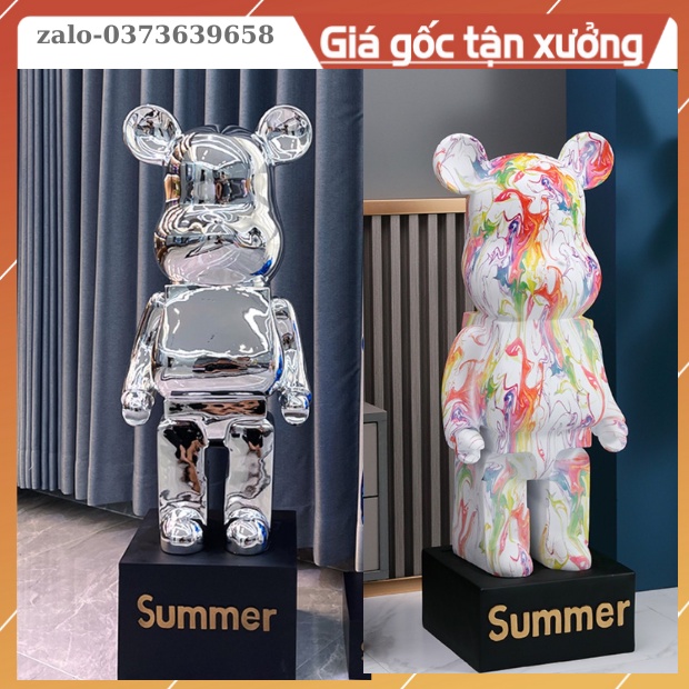 Tượng trang trí-gấu BearBrick mạ điện sáng bóng-80cm-DECOR nhà cửa,tủ kệ,cửa hàng phong cách mới,hàng nhập khẩu cao cấp