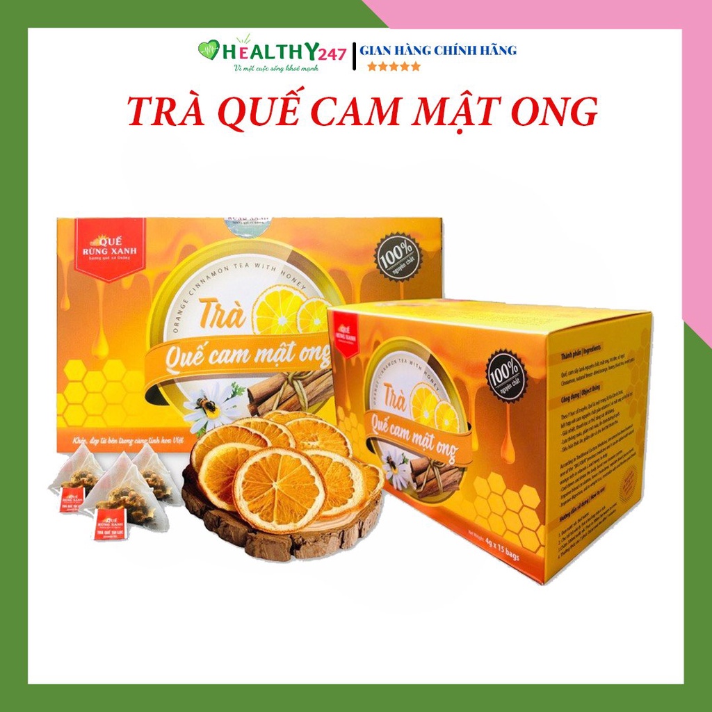Trà Quế Cam Mật Ong hộp 15 túi lọc giúp giữ dáng, đẹp da, làm ấm cơ thể, tốt cho tiêu hoá