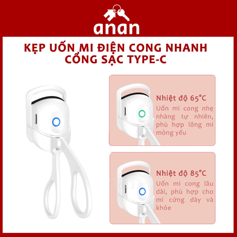 Kẹp Uốn Mi Điện Đa Năng Cổng Sạc Type-C, Máy Uốn Mi Bằng Nhiệt Nhỏ Gọn Làm Cong Nhanh, Kẹp Uốn Nhiệt Tự Nhiên