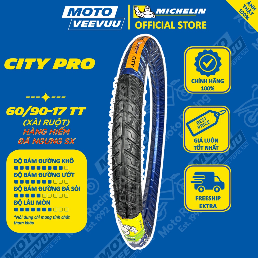 Vỏ lốp xe máy MICHELIN 60/90-17 TT City Pro