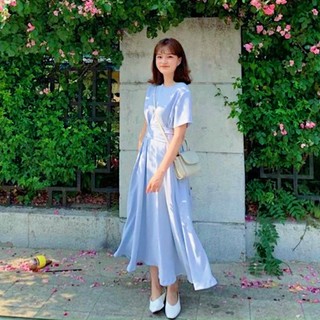 Đầm váy freesize cổ tròn chéo eo 2 màu