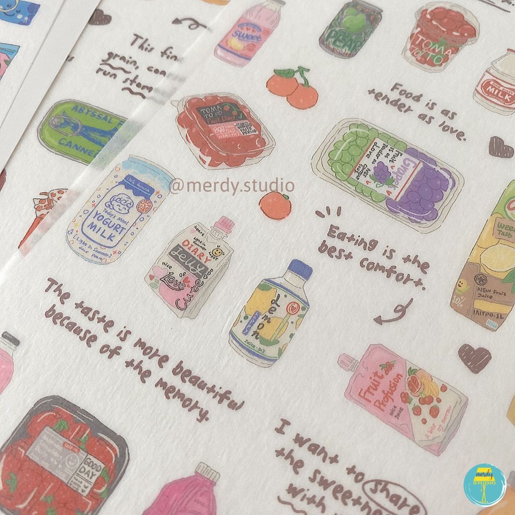 Sticker chủ đề Grocery Shopping dán trang trí journal