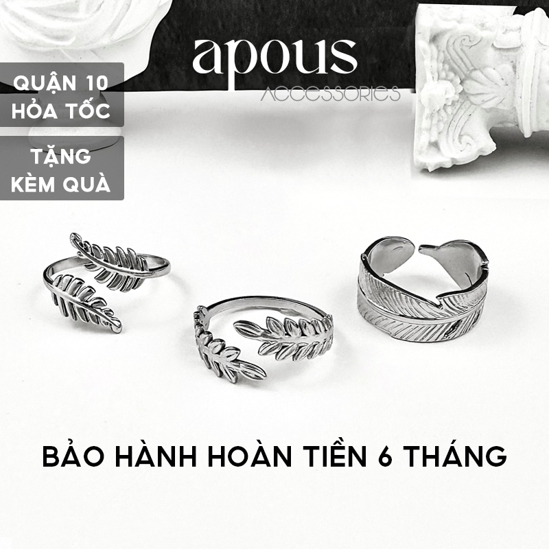 Nhẫn nam nữ Chiếc Lá Freesize N086 - Thép Titan - Phụ kiện trang sức Unisex Apous