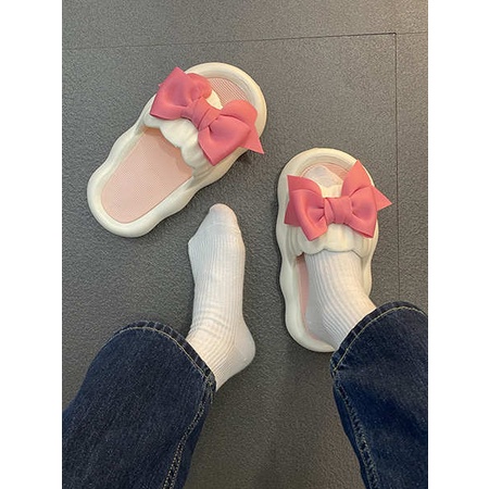 Dép bánh mì nơ dễ thương mặc bên ngoài đế dày mẫu mới