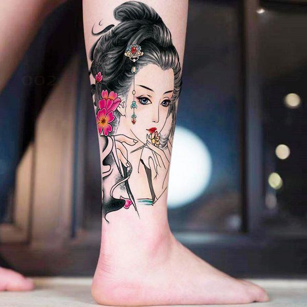 Miếng dán hình xăm nam nữ chống thấm nước bền hoa cánh tay cá tính vẻ đẹp gợi cảm geisha Huadan mô phỏng cánh