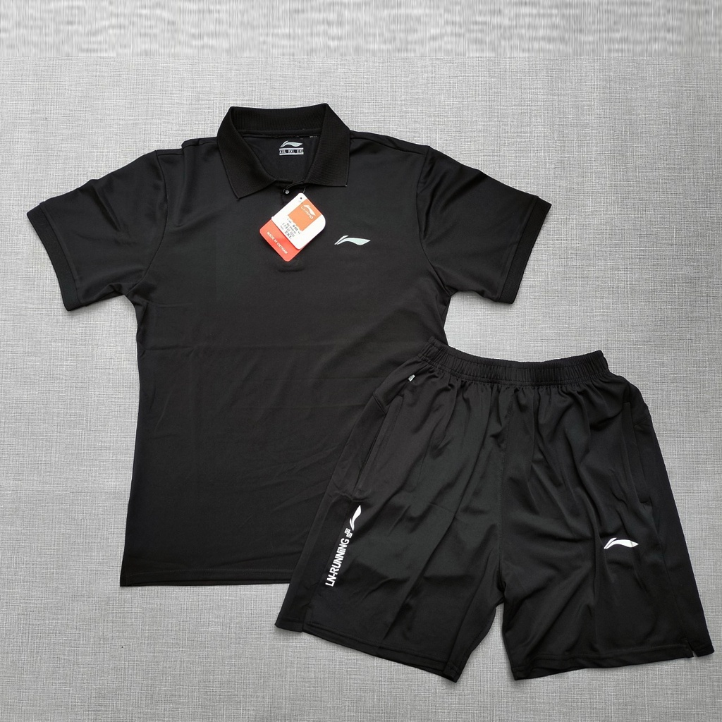 Bộ Thể Thao nam mùa hè Lining bộ đồ nam mùa hè cộc tay chất poly cá sấu co dãn vận động thoải mái Hanh shop BNL105