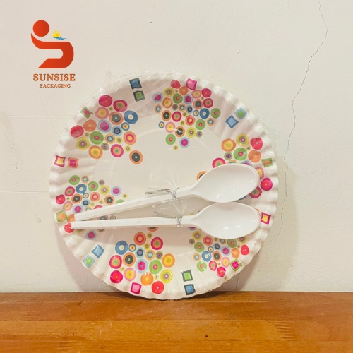 Dĩa Giấy In Hình 16cm- Muỗng( Bịch 10 Cái)
