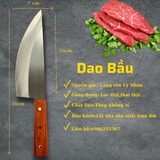 Dao bầu size to - thép nhật trắng không gỉ - chuôi gỗ