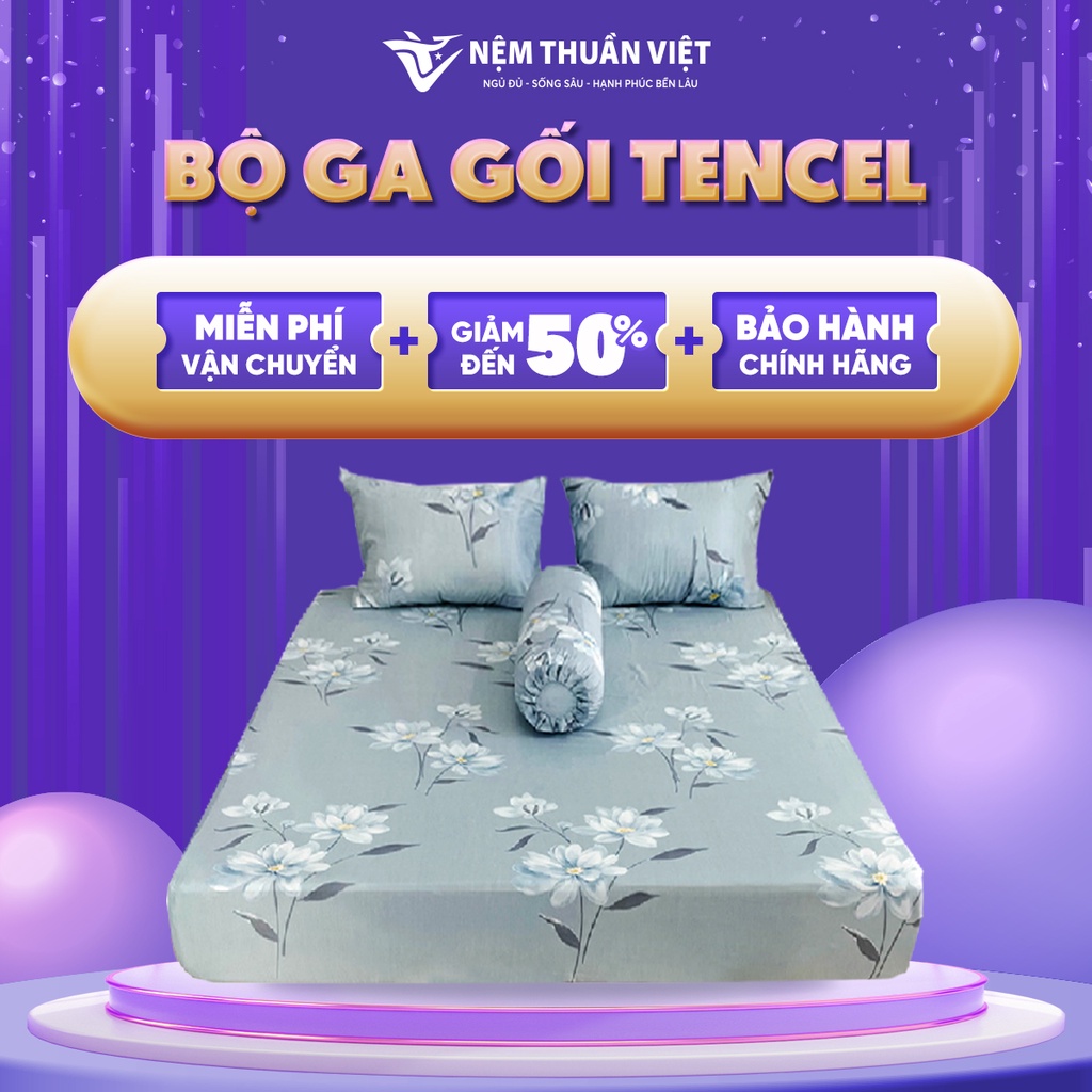 Bộ ga trải giường Tencel Thuần Việt cao cấp, bộ ga gối Tencel Modal - Đa dạng họa tiết