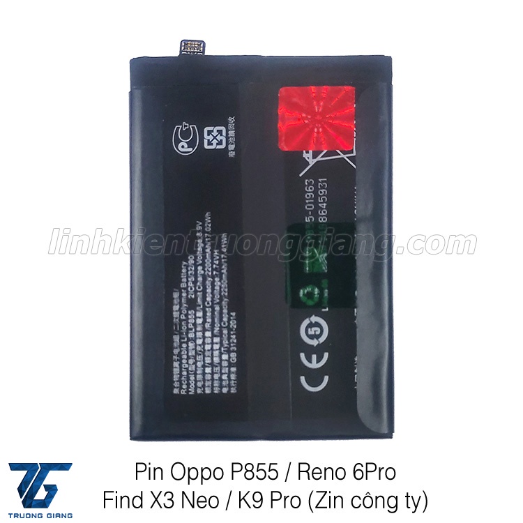 Pin Oppo BLP855 / Reno 6Pro / Find X3 Neo / K9 Pro / Reno6 Pro / Reno 6 Pro (Zin công ty)