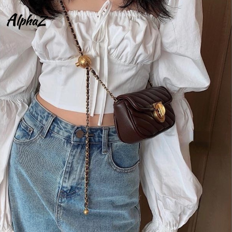 AlphaZ Túi Đeo Vai / Đeo Chéo Hình Vuông mini Đính Hạt Thời Trang Cao Cấp Có Khóa Đa Ứng Dụng