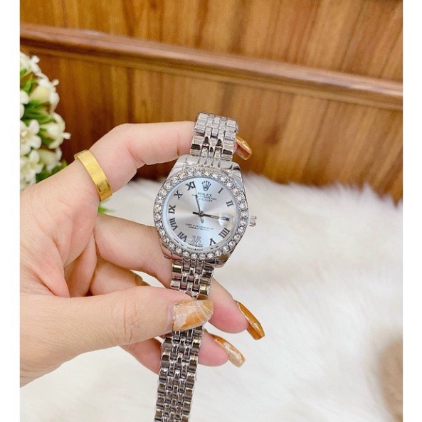 Đồng hồ nữ Rolex dây thép không gỉ màu sắc thời thượng , dành cho phải đẹp