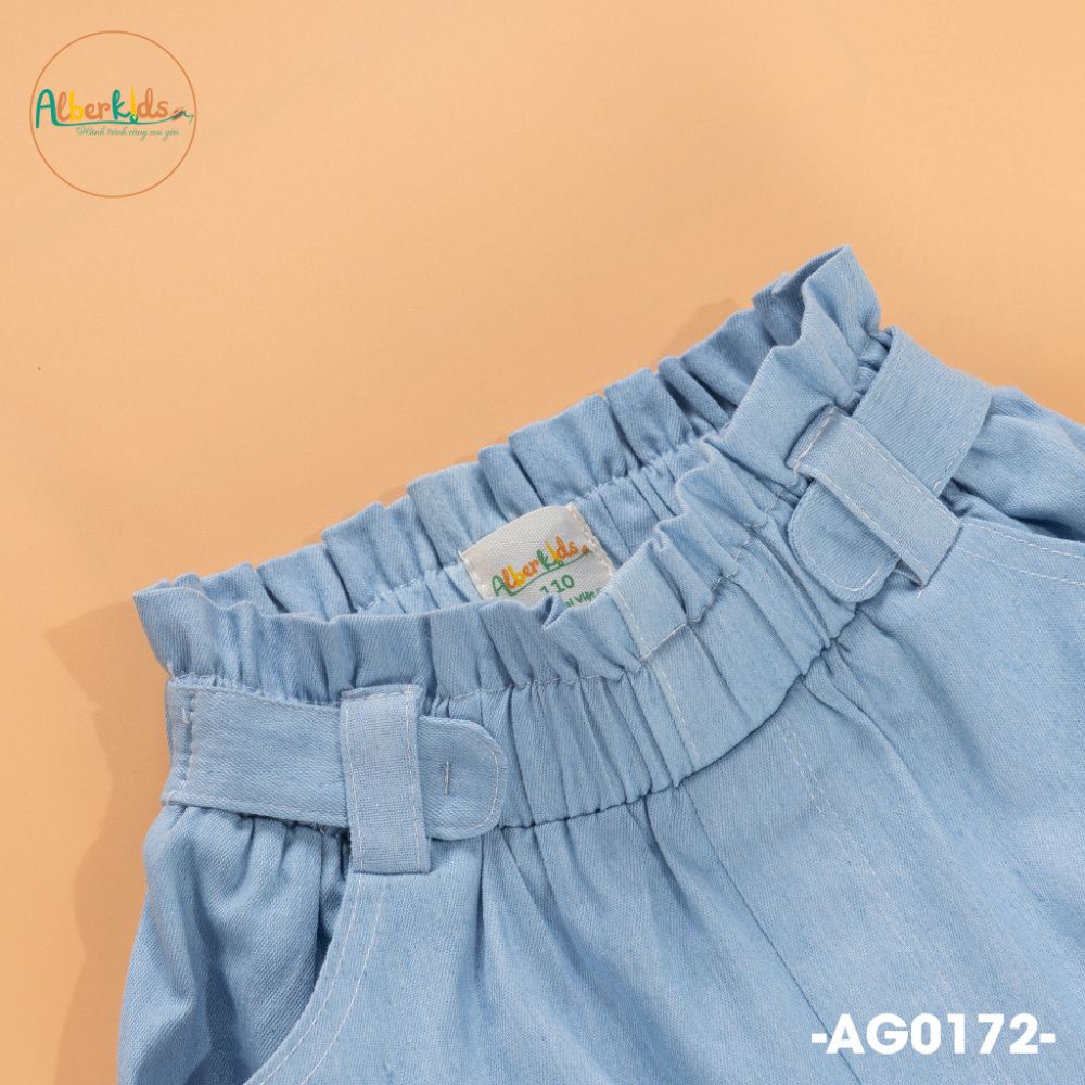 Quần đùi denim ALBERKIDS cho trẻ em 2,3,4,5,6,7,8,9,10,11,12 tuổi AG0172