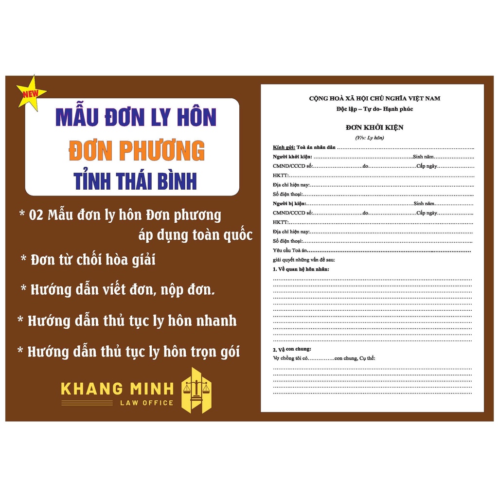 Đơn ly hôn đơn phương tỉnh Thái Bình 2023 + Đơn từ chối hòa giải + Hướng dẫn viết đơn