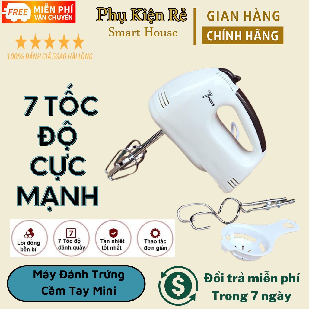 Máy Đánh Trứng Cầm Tay Mini Cao Cấp Với 7 Tốc Độ Cực Mạnh - Hoạt Động Êm Ái