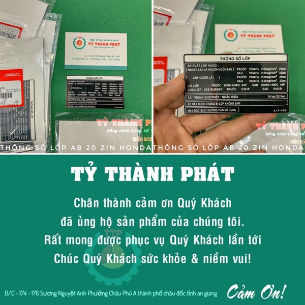 Tem Thông Số Lốp AB 20 zin honda
