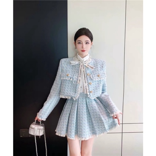 (MocLan.Hoa) Áo khoác dạ tweed + chan vay nữ mùa thu đông phong cách Hàn Quốc | BigBuy360 - bigbuy360.vn