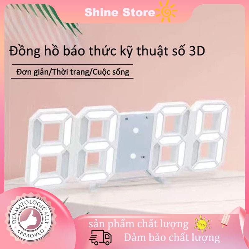 Đồng hồ để bàn thông minh Đồng hồ kỹ thuật số dạ quang 3D treo tường kích hoạt âm thanh Đồng hồ báo thức im lặng