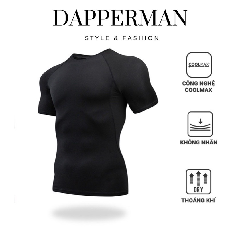 Áo thể thao nam tay ngắn thun co dãn ôm body mặc tập gym vận động thể thao DAPPERMAN